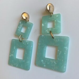Aqua Geometric Dangle Earrings